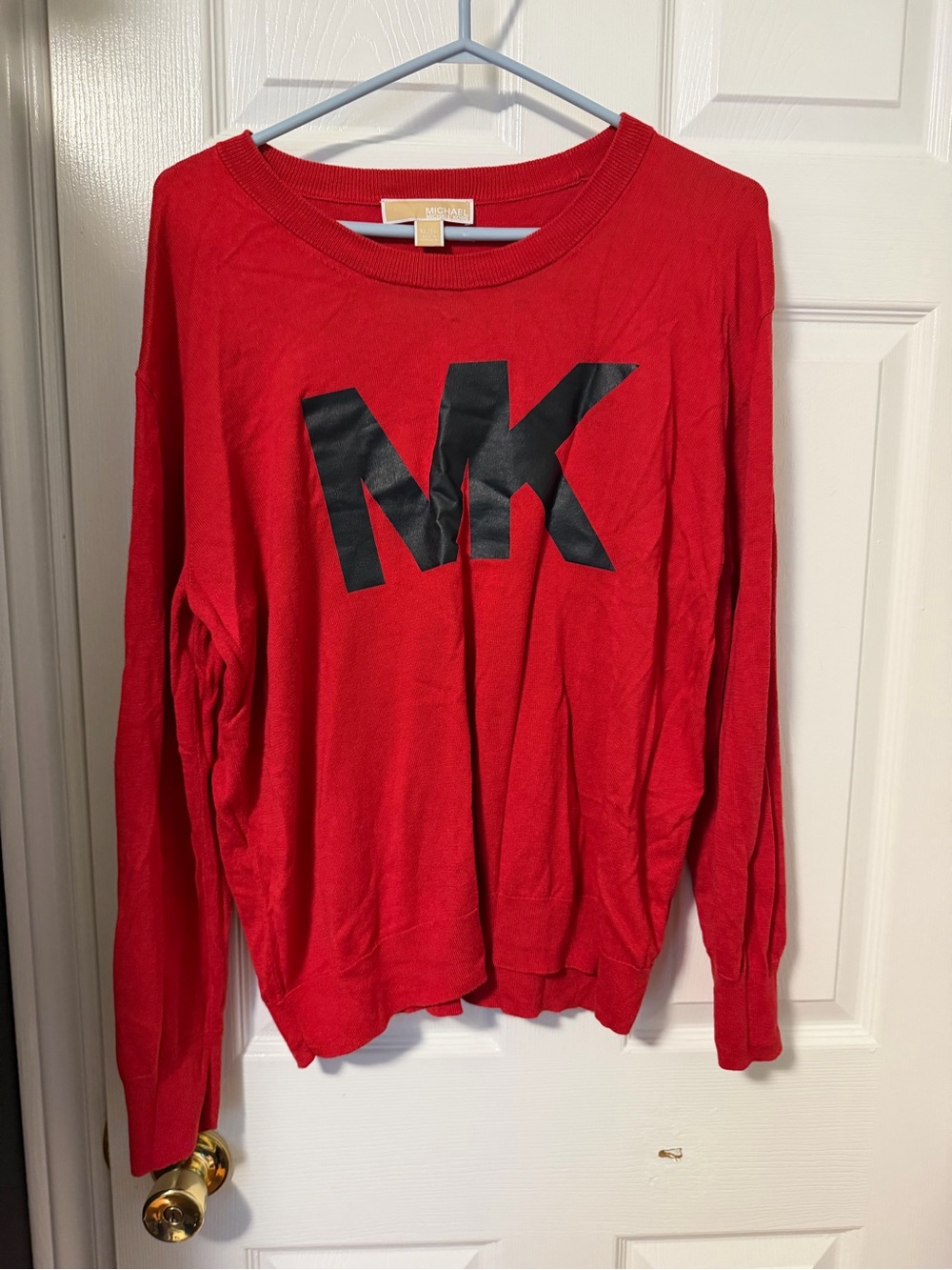 Michael Kors Red Crewneck Sweater with Black MK Graphic